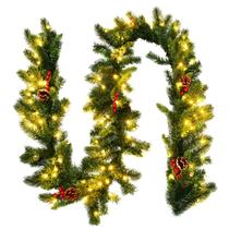Guirlanda de Natal Goplus 9FT pré-iluminada com temporizador de 100 luzes LED