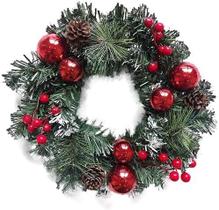 Guirlanda de Natal Nevada com Bolas Vermelhas, Pinhas e Azevinhos - 40 cm - Decoração Natalina Enfeite de natal para Pen Guirlanda de Natal Nevada com Bolas Vermelhas, Pinhas e Azevinhos - 40 cm - Decoração Natalina Enfeite de natal para Pen