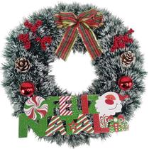 Guirlanda de Natal Neve Merry Christmas 40 cm Natalina Neve Enfeites Porta Laço Pinha frutas Decoraçao Luxo Festa Ornamentaçao