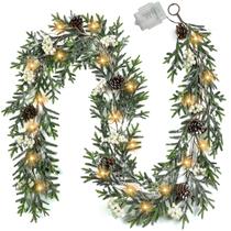 Guirlanda de Natal OZFHUA de 1,8 m com luzes e temporizador de bateria operado Guirlanda de Natal OZFHUA de 1,8 m com luzes e temporizador de bateria operado