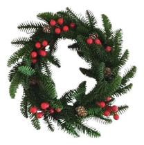 Guirlanda De Natal Para Porta Decorada Cereja Pinha 35 Cm