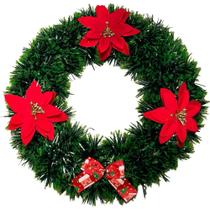 Guirlanda de Natal pra Porta Decoração Natalina Dourada e Vermelha