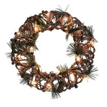 Guirlanda de Natal Rattan Iluminada 30cm Enfeite Porta Decoracao Natalina Premium