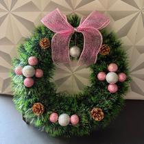 Guirlanda de Natal rosa decorada com bolas de Glitter Papai Noel de pendurar porta parede placa verde pink bolinha rosas Guirlanda de Natal rosa decorada com bolas de Glitter Papai Noel de pendurar porta parede placa verde pink bolinha rosas