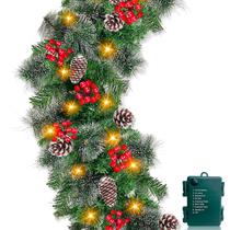 Guirlanda de Natal TURNMEON pré-iluminada 1,8 m 25 cm 50 luzes Guirlanda de Natal TURNMEON pré-iluminada 1,8 m 25 cm 50 luzes