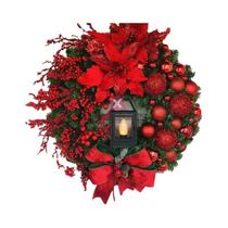 Guirlanda De Natal Vermelha De 45cm Com Lâmpada, Ornamento De Natal Para Janela E Parede