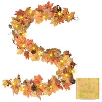 Guirlanda de outono artificial Gherdopy Autumn Maple Leaf com luzes Guirlanda de outono artificial Gherdopy Autumn Maple Leaf com luzes
