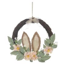 Guirlânda de páscoa c/orelhas de coelho e flores 32cm - Flor Arte