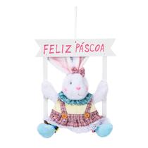 Guirlanda De Páscoa Coelho No Balanço Pelúcia 1 Peça 26X29CM Guirlanda De Páscoa Coelho No Balanço Pelúcia 1 Peça 26X29CM