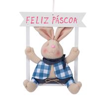 Guirlanda De Páscoa Coelho No Balanço Pelúcia 1 Peça 26X29CM Guirlanda De Páscoa Coelho No Balanço Pelúcia 1 Peça 26X29CM