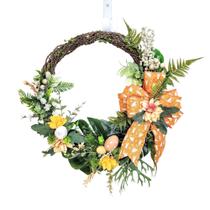 Guirlanda De Páscoa Floral Com Ovos Laranja 58X51X11Cm