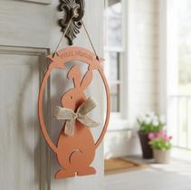 Guirlanda De Páscoa Formato De Coelho Decoração De Porta Mdf