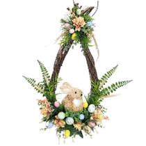 Guirlanda De Páscoa Ovo Com Coelho Palha 73X52X16Cm