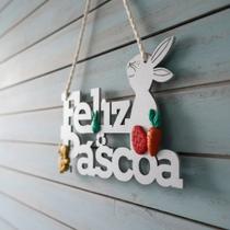 Guirlanda De Páscoa Recorte Vazado com a frase Feliz Páscoa Mdf De 3mm