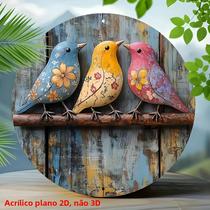 Guirlanda De Pássaros Coloridos Estilo Vintage, Placa De Parede Plana 2D De Alumínio, Decoração
