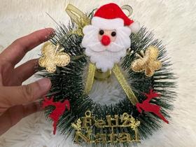 Guirlanda De Porta Enfeite Natal Decoração Papai Noel 16 Cm