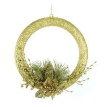 Guirlanda Decorada Bico de Papagaio e Pick Glitter Dourado Luxo 30cm - Yangzi