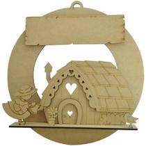 Guirlanda Decorativa Casa 35cm Laser - MDF Madeira