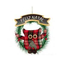 Guirlanda Enfeite Natal Para Porta Natalino Pinha Coruja Xadrez Tecido Decoração