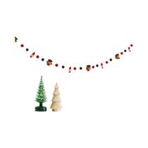 Guirlanda Festiva De Natal Com Pompons De Feltro, Decorações De Papai Noel, Rena, Árvore E Caixa De