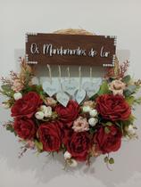 Guirlanda floral e enfeite de porta bem vindos 40x40 cm