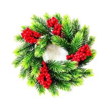 Guirlanda Galhos Pinheiro Verde Luxo e Berries Vermelho 28cm - Magizi - Yangzi