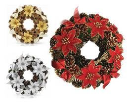 Guirlanda Grande 36cm Pinha Decorada Natal Porta Luxo Guirlanda Grande 36cm Pinha Decorada Natal Porta Luxo