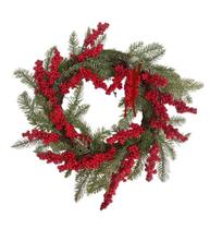 Guirlanda Natal Decoração Porta Azevinho Vermelho - 45 cm