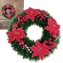 Guirlanda Natal Enfeite Porta Natalino Decoraçao Janela Loja Vitrine Casa Comercio Ornamentaçao Fim de Ano Bengala Flores Merry Christimas Evento