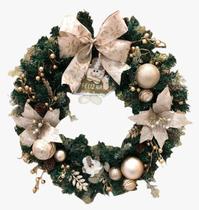 Guirlanda Natal Premium Decorada Luxo Laço Flores Bola 45cm