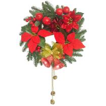 Guirlanda Natalina 34cm Flores Bico de Papagaio Sinos Laço Frutas Guizos Guirlanda Natalina 34cm Flores Bico de Papagaio Sinos Laço Frutas Guizos