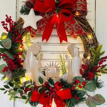 Guirlanda Natalina Cipó e Sagrada Família em Madeira 55cm Guirlanda Natalina Cipó e Sagrada Família em Madeira 55cm