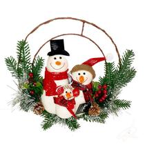 Guirlanda Natalina Com Azevinhos E Bonecos De Neve 30x37cm
