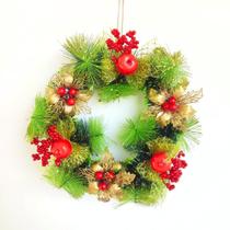 Guirlanda Natalina Decorativa Ø 30cm Laços Frutas e Folhas