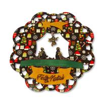 Guirlanda Natalina Enfeite de Porta Natal Mini Presépio MDF