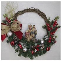 Guirlanda Natalina Enfeite De Porta Natal Sagrada Família 60cm