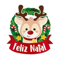 Guirlanda Natalina Feliz Natal Rena EVA 33x29 cm Piffer - Inspire sua Festa Loja