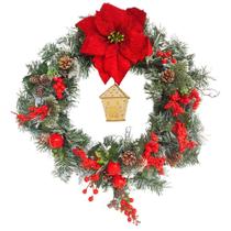 Guirlanda Natalina Ø40cm Lampião com Led Pinhas Frutas Saldão