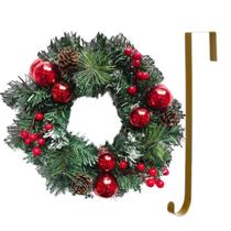 Guirlanda Nevada 30cm Enfeite Porta Natalino Com Suporte Guirlanda Nevada 30cm Enfeite Porta Natalino Com Suporte