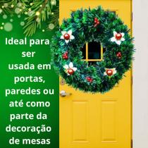 Guirlanda Para Decoração Porta Enfeite Casa Natal Decorada 40cm Festão Verde Flor