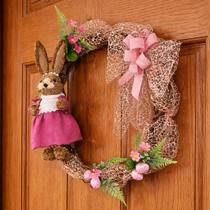 Guirlanda Páscoa Decoração Coelha Laço Ovos Arranjo De 50cm Guirlanda Páscoa Decoração Coelha Laço Ovos Arranjo De 50cm