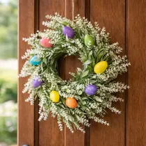 Guirlanda Páscoa Decoração Enfeite Lavanda Ovos Coelho 30cm