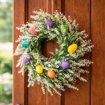 Guirlanda Páscoa Decoração Enfeite Lavanda Ovos Coelho 30cm