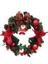 Guirlanda Premium Decorada Laço Flores Bola Feliz Natal 60cm