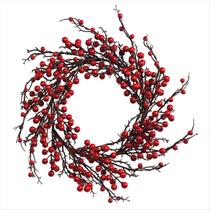 Guirlanda Rústica Berries Vermelho Enfeite Natal 45Cm