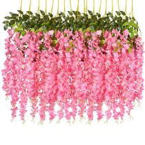Guirlanda suspensa artificial Fake Wisteria Vine Ratta, pacote com 6 Guirlanda suspensa artificial Fake Wisteria Vine Ratta, pacote com 6