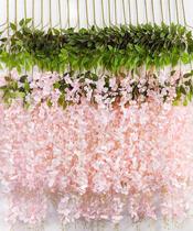 Guirlanda suspensa de glicínias com flores artificiais, pacote com 24, rosa claro Guirlanda suspensa de glicínias com flores artificiais, pacote com 24, rosa claro