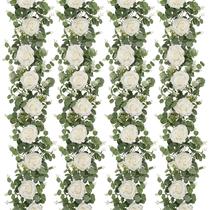 Guirlandas de eucalipto artificiais Dolicer 4 unidades com flores de 2 m