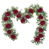 Guirlandas de eucalipto artificiais Dolicer com flores, 2 unidades e 4 m