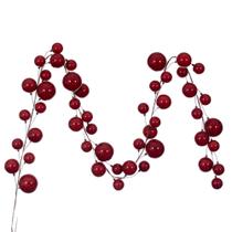 Guirnalda de Alambre con Ramas y Bolas de Perla Roja Vickerman de 3 m para Uso en Interiores Guirnalda de Alambre con Ramas y Bolas de Perla Roja Vickerman de 3 m para Uso en Interiores